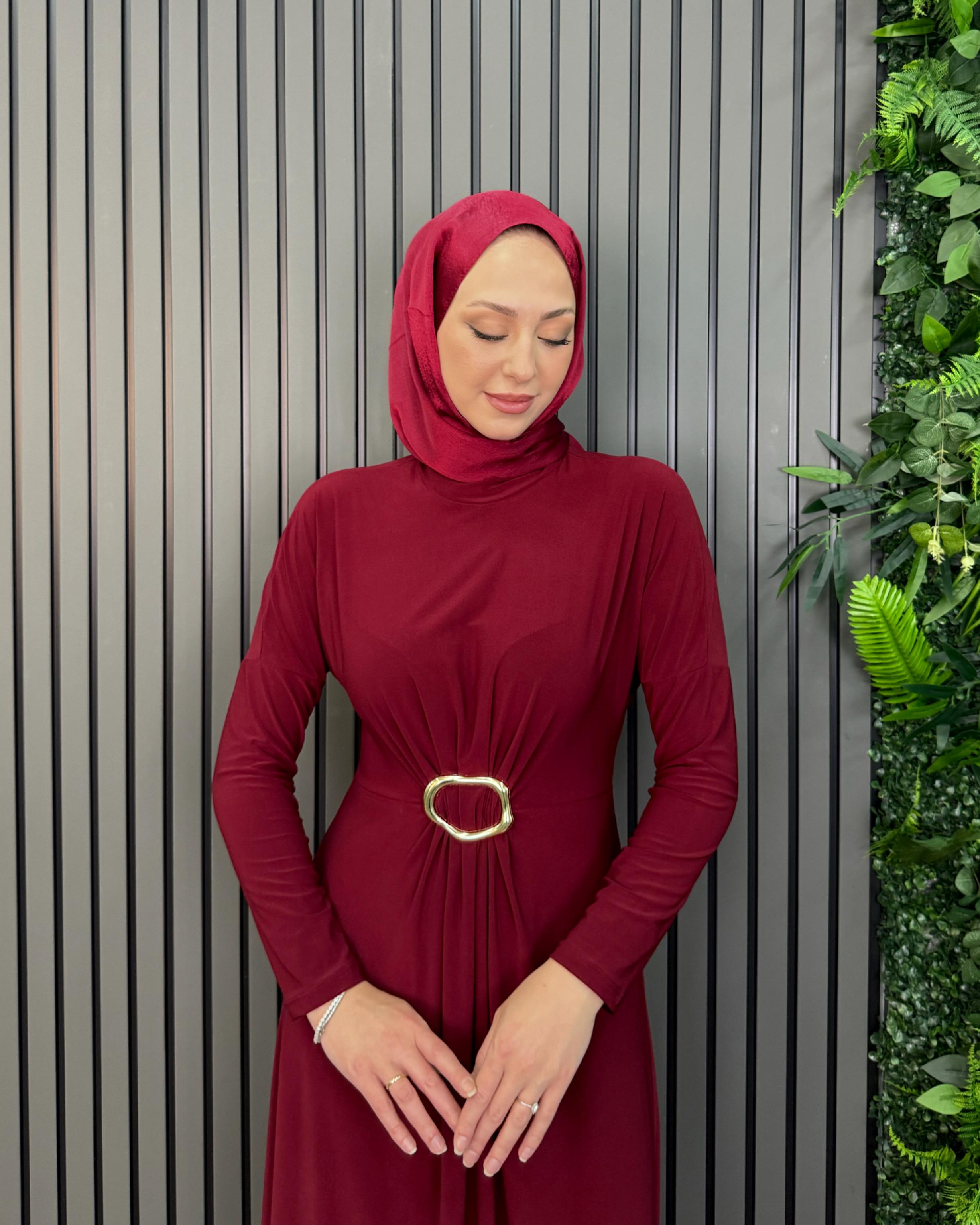 Bordo Shayla Abiye - Resim 2