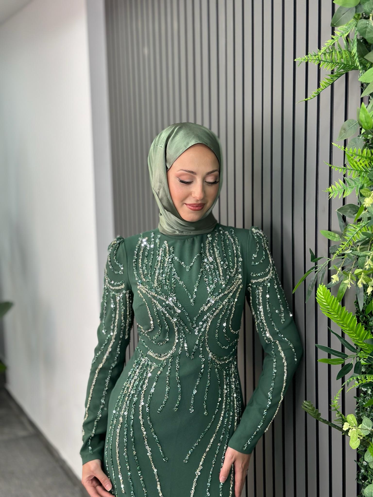 Haki Yeşil Bella Elbise