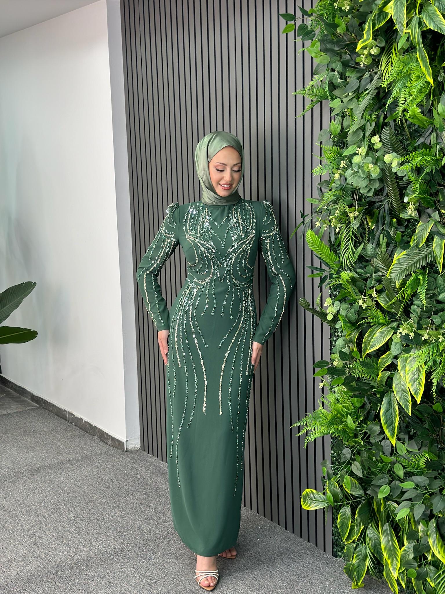 Haki Yeşil Bella Elbise - Resim 2