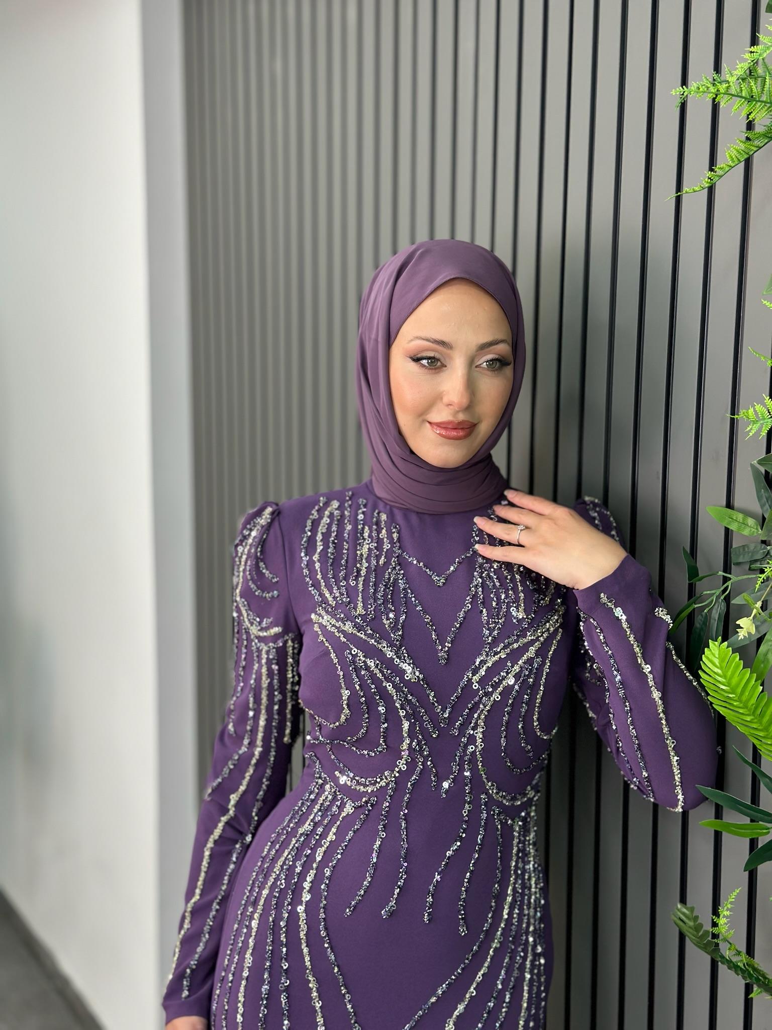 Mor Bella Elbise - Resim 2