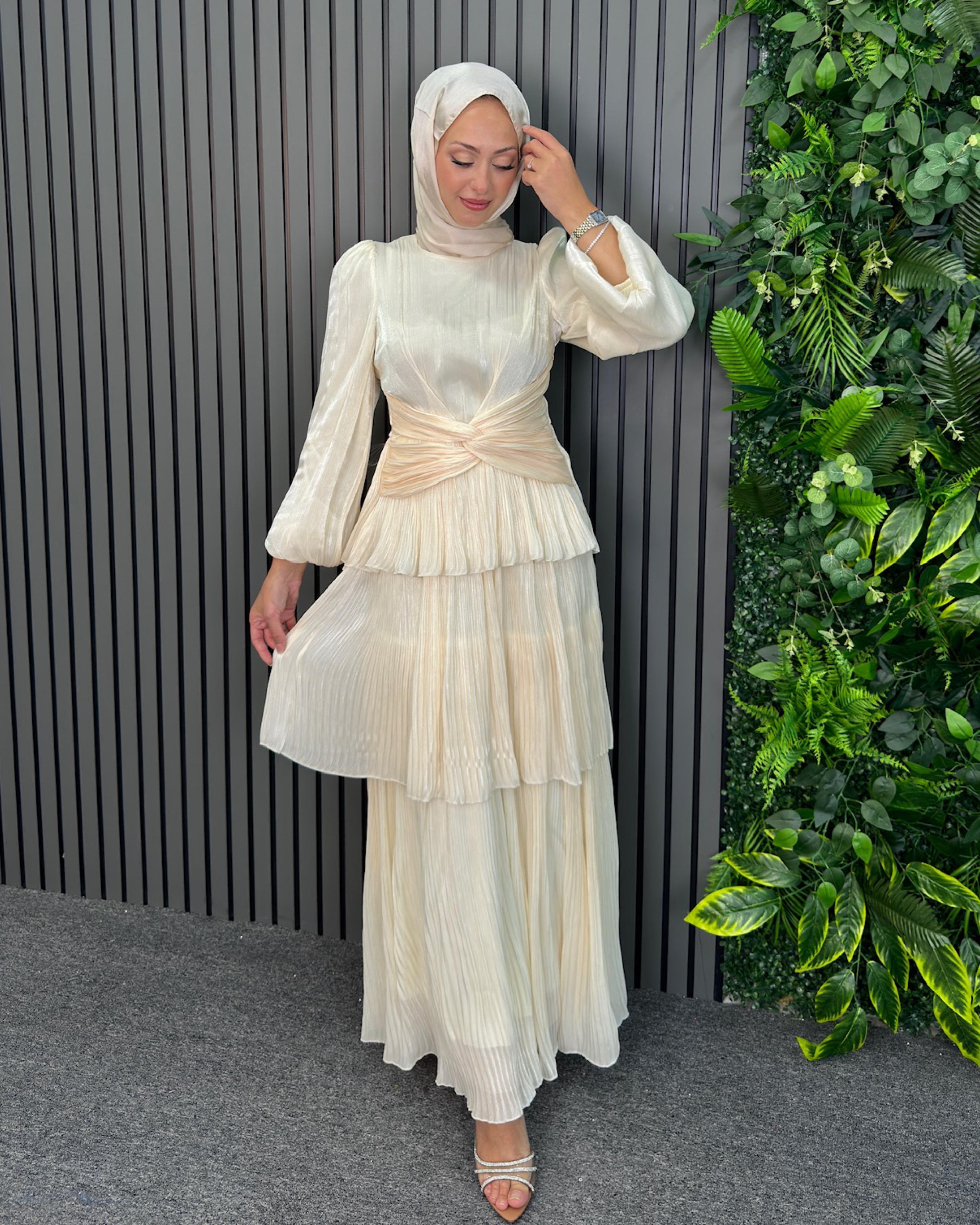 Bej Afife Elbise - Resim 2