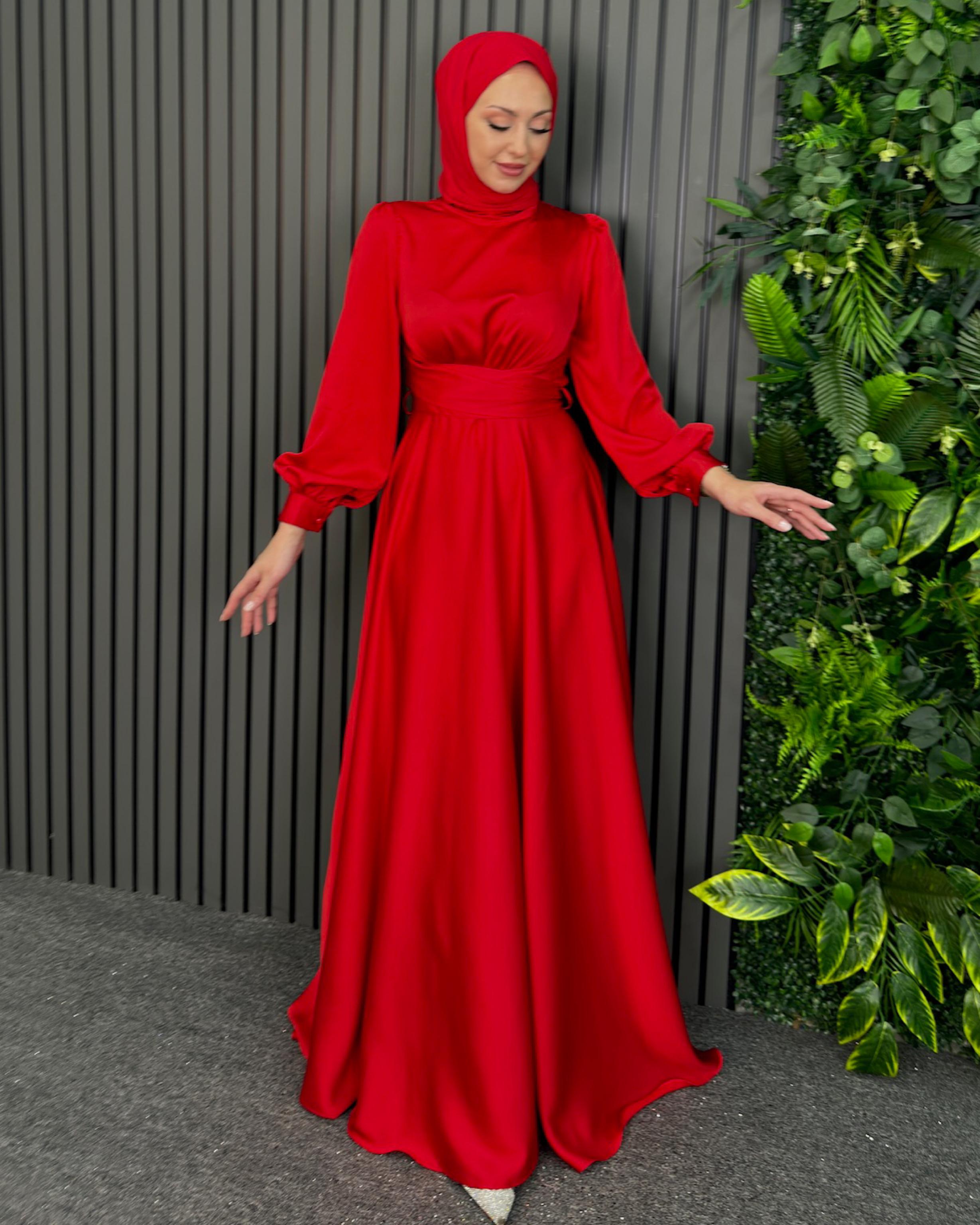 Kırmızı Zilan Elbise Kırmızı - Resim 2