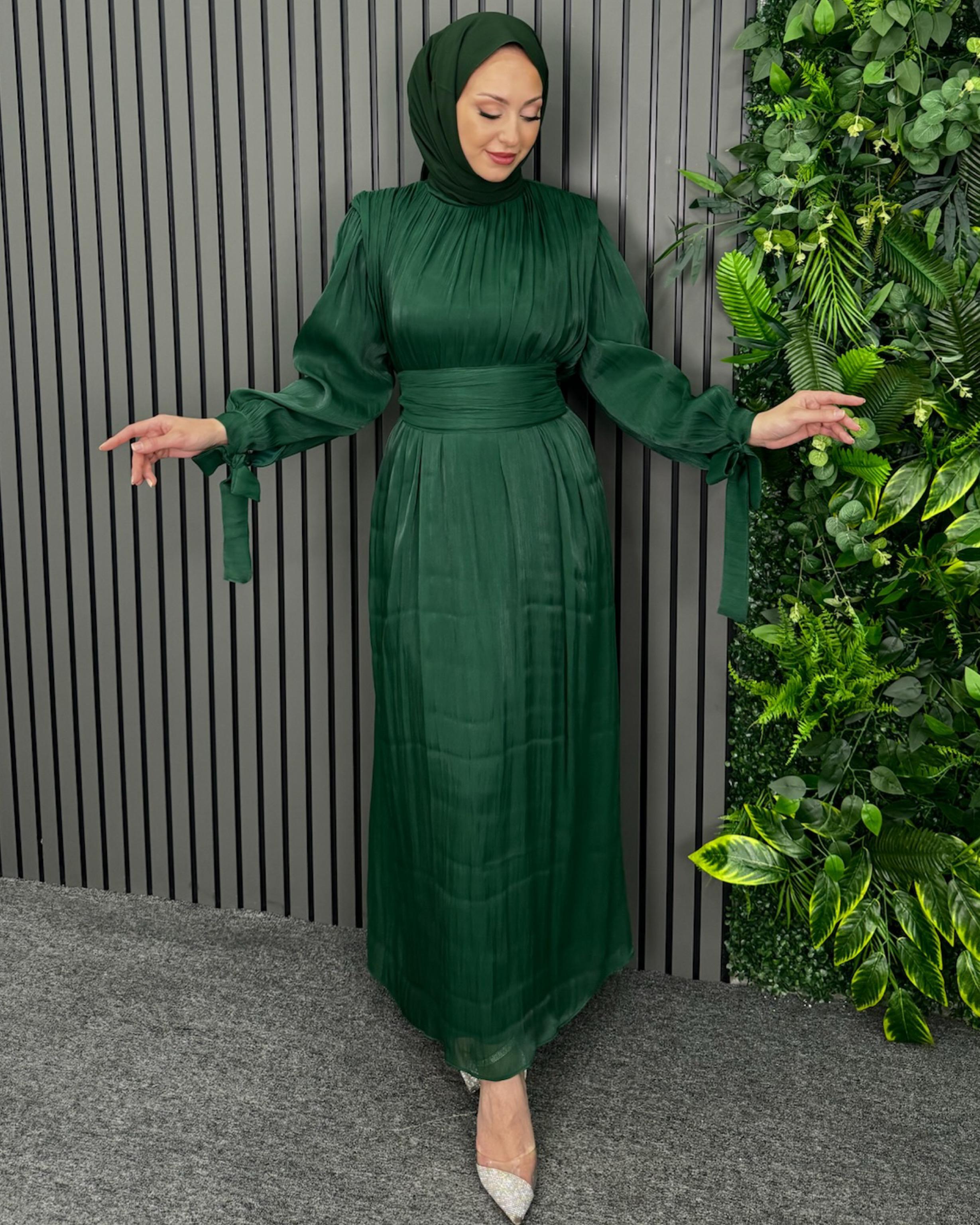 Zümrüt Yeşil Lina Elbise Zümrüt Yeşil - Resim 2