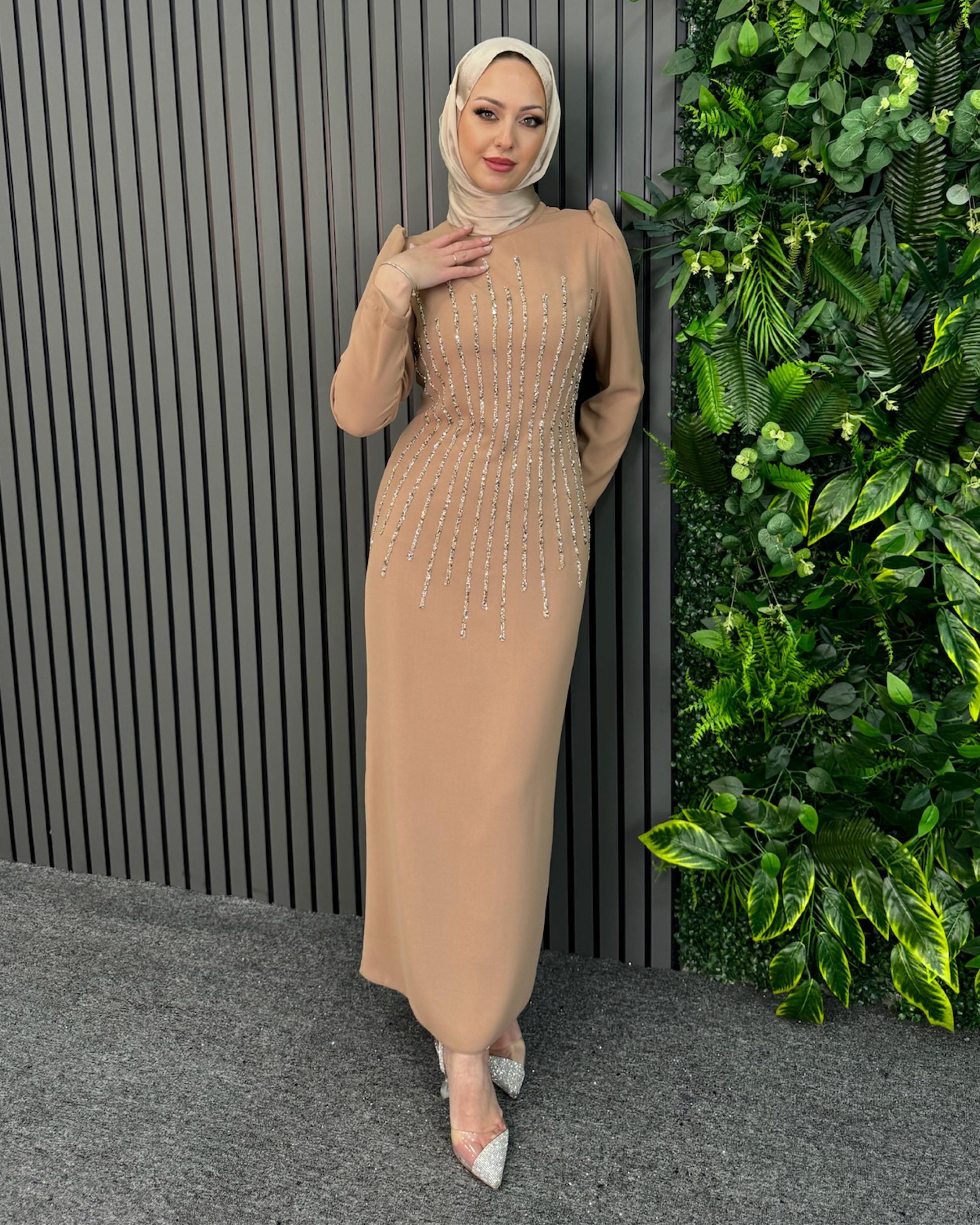 Bej Asya Elbise Bej - Resim 2