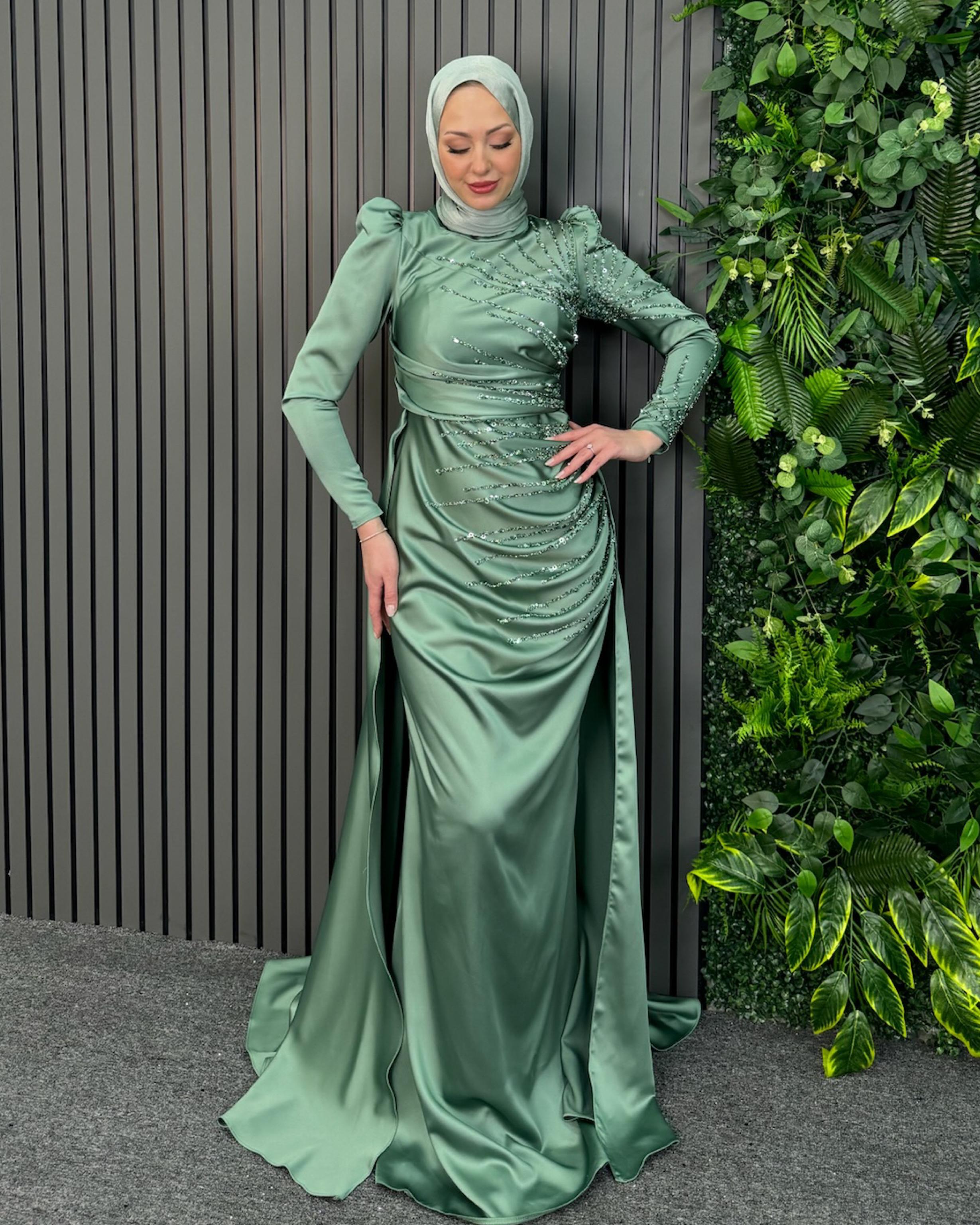 Çağla Yeşili Gala Abiye Çağla Yeşili