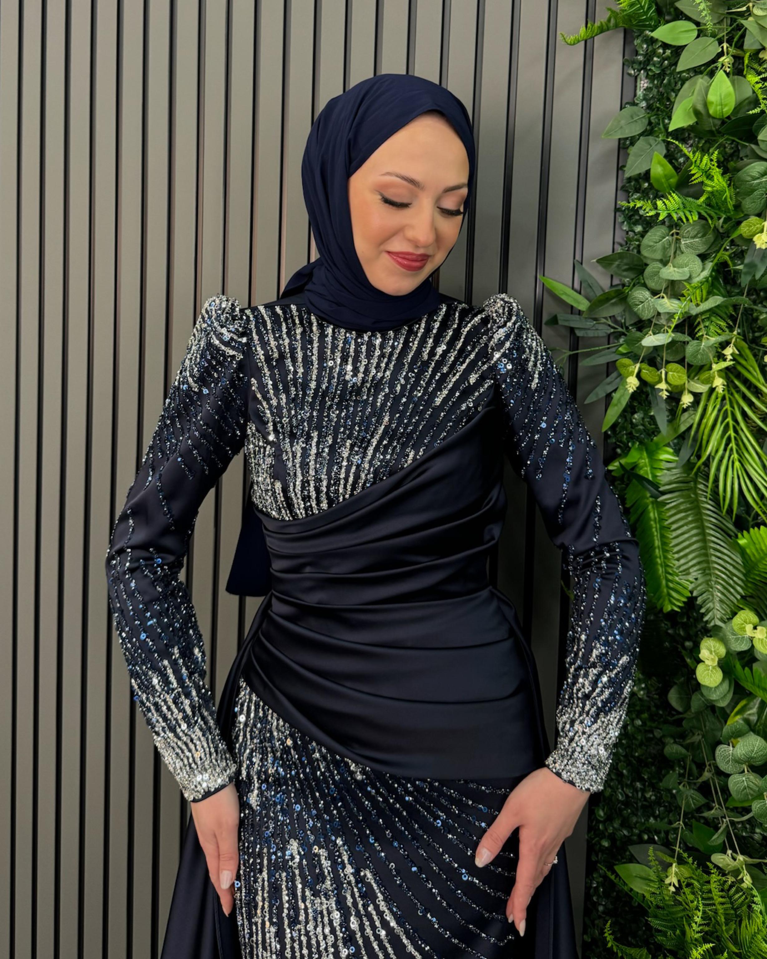 Lacivert Yıldız Abiye Lacivert - Resim 2