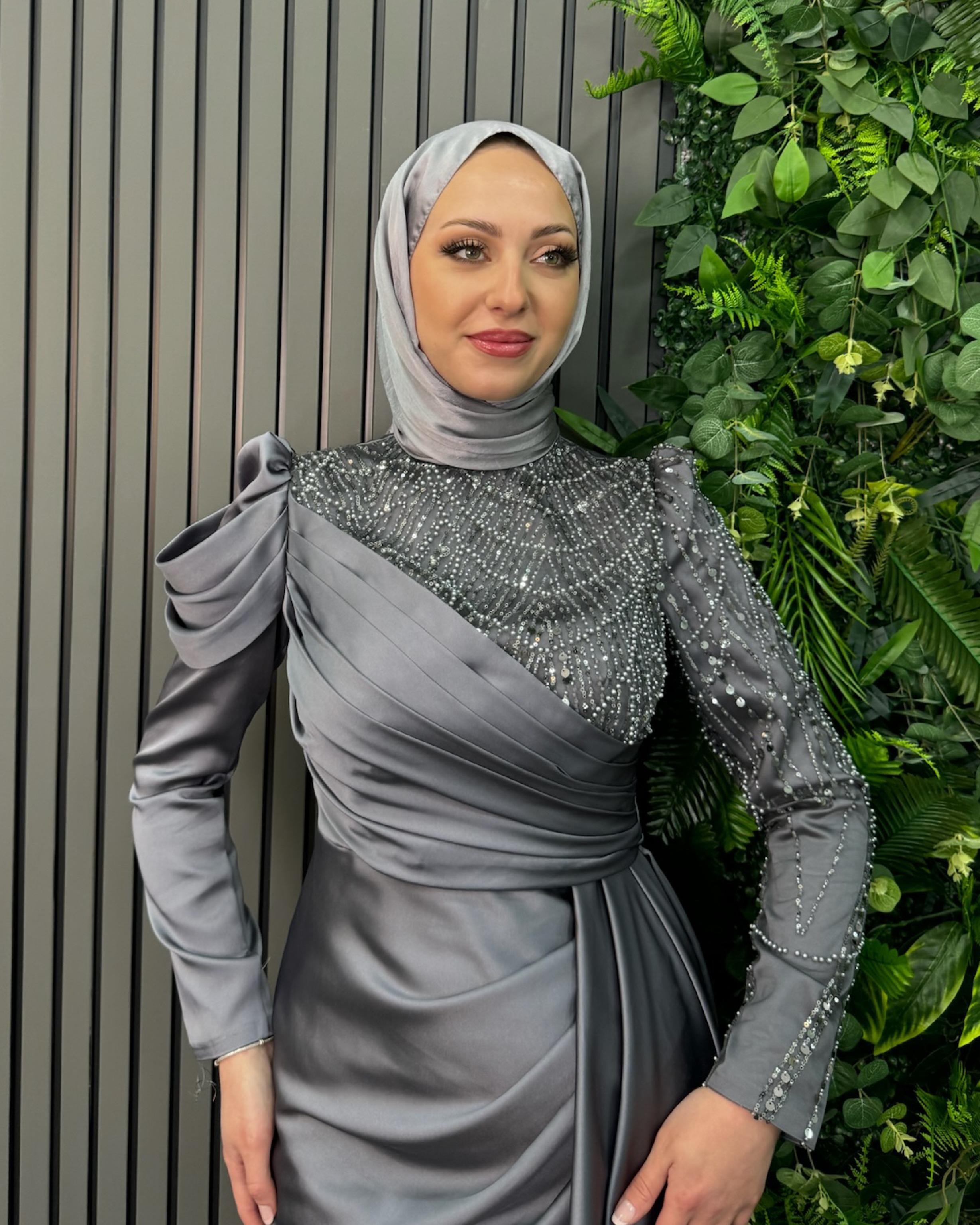 Gri Kadem Abiye Gri - Resim 2