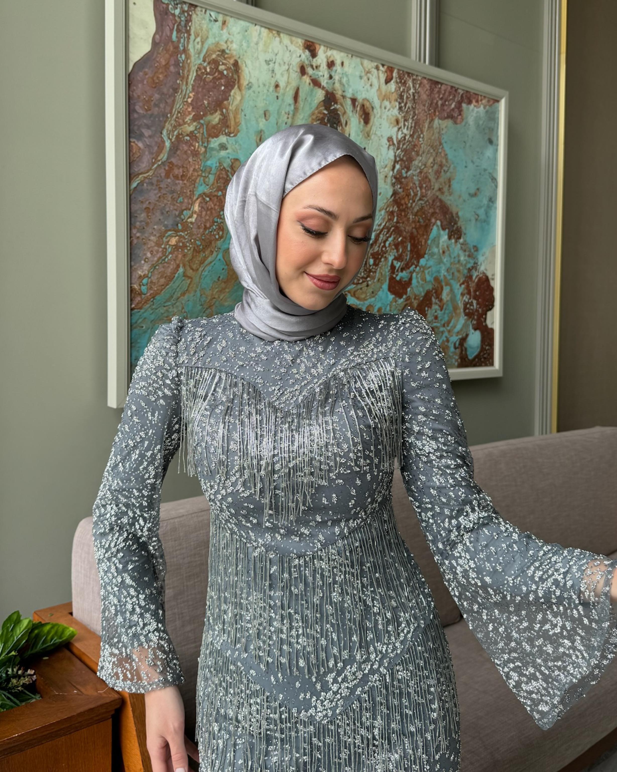 Gri Stella Abiye Gri - Resim 2