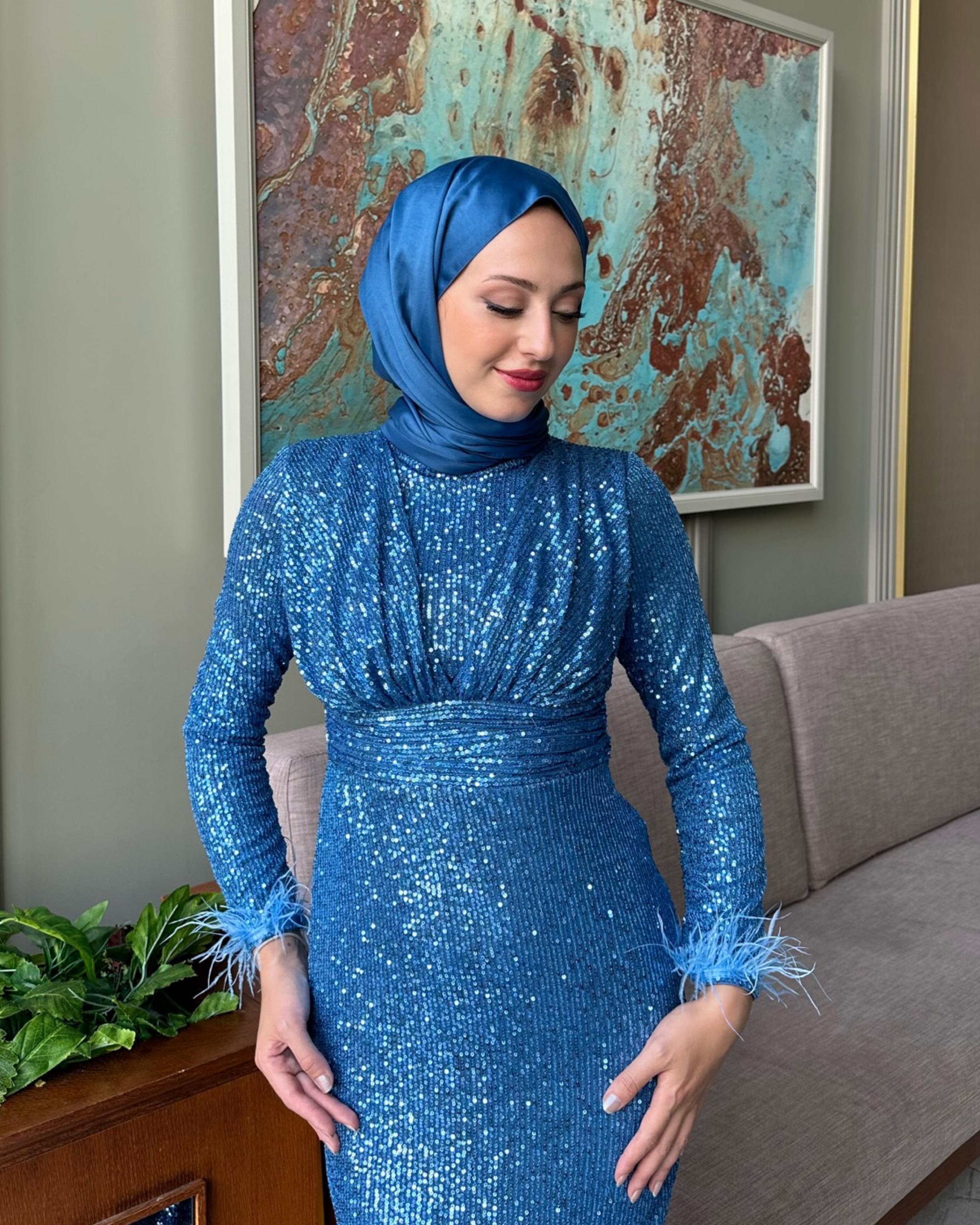 Bebe Mavi Bebe Mavi Beli Drapeli Payet Abiye - Resim 2