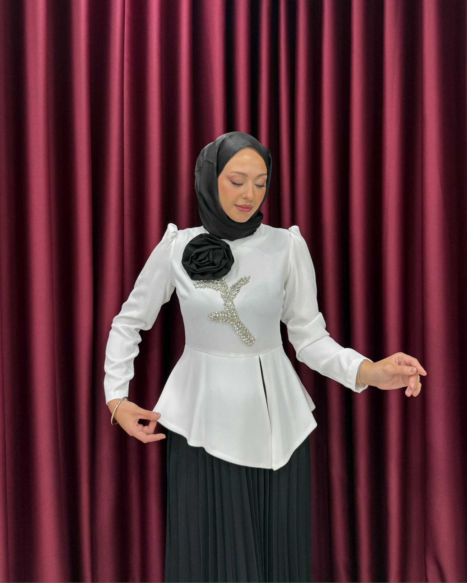 Beyaz siyah Esin Takım - Resim 2