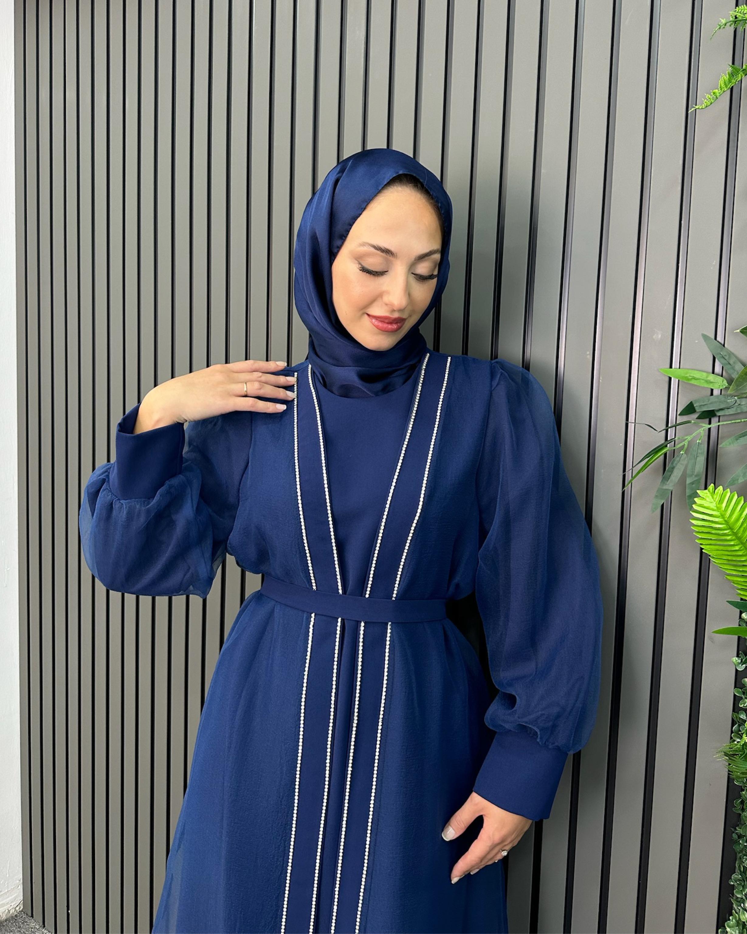 Lacivert Hanımeli Abaya